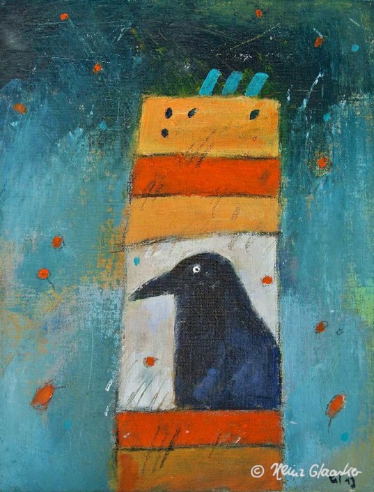 Heinz Glaasker Rabe in den Feldern Acrylbild Heinz Glaasker Rabe in den Feldern
