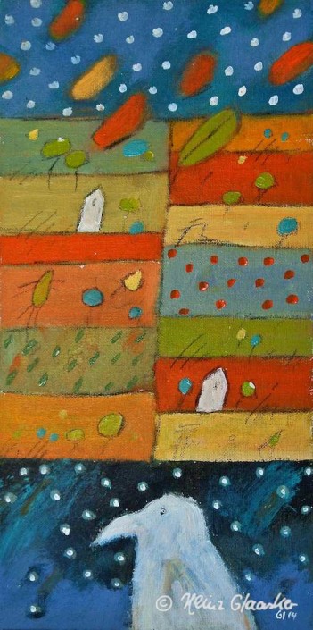 Heinz Glaasker Weißer Rabe in den Feldern Acrylbild Heinz Glaasker Weißer Rabe in den Feldern